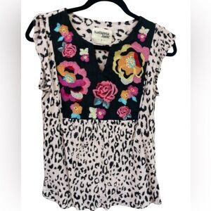 Savanna Jane embroidered animal print size small top